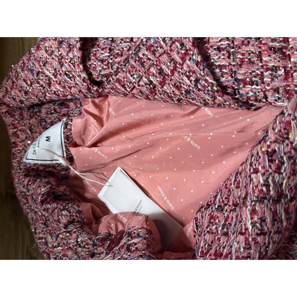 NWT! Belle & Bloom Power Over Me Tweed Jacket in Red Size Medium - Picture 8 of 9